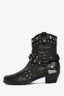 Stuart Weitzman Black Leather Studded Western Boots Size 6.5