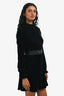 Maje Black Velvet Belted Long Sleeve Mini Dress Size 1