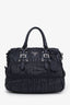 Prada Navy Nappa Gaufre Leather Satchel Bag with Strap