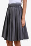 Miu Miu 2025 Grey Technical Silk Pleated Midi Skirt Size 36