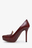 Prada Red Leather Embroidered Heels Size 36