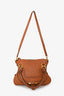 Chloe Brown Leather Medium Marcie Shoulder Bag with Strap