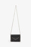 Valentino Black Pebbled Leather Rockstud Envelope Wallet on Chain