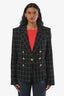 Veste Smythe en laine noire et blanche à carreaux fenêtre, modèle « Not a DB Blazer », taille 12