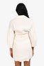 Veronica Beard Cream Linen Blend Button Up Long Sleeve Belted Mini Dress Size 0