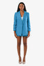 Alice & Olivia Blue Linen Single Breasted Blazer & Shorts Set Size 4