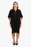 Saint Laurent Black Wool Deep-V Neck Mini Dress 44