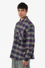 Off-White Purple/Blue Check Flannel Oversized Shirt Jacket Size S Men's