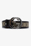 Gucci Brown/Beige GG Canvas and Leather Interlocking G Belt Size 95/38