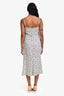 Reformation White/Blue Floral Print Side Slit Midi Dress Size 2