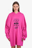 Balenciaga 2021 Pink Graphic Print Hoodie Size S
