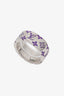 Louis Vuitton Silver Tone Purple LV Mosaic Ring