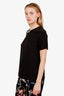 Dolce & Gabbana Black Silk Crystal Bow Detail Short Sleeve Top Size 42