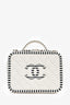 Pre-loved Chanel™ 2018-19 White/Black Bicolour Caviar Leather CC Filigree Vanity Case