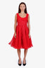 Dolce & Gabbana Red Lace-Detailed Sleeveless Midi Dress Size 44