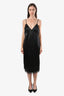 Gucci Black Satin Sheer Trim Sleeveless Midi Dress Size 42