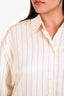 Loulou Studio Cream/Navy Pinstripe Linen Blend Shirt Size M
