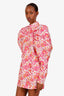 Rotate Birger Christensen Pink/White Floral Puff-Sleeve Dress Size 38