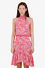 ALC Pink Silk High Neck Floral Mini Dress Size 0