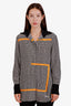 Givenchy Black/White Silk Logo Blouse Size 34