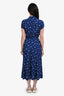 Reformation Blue Floral Short Sleeve Collared Buttoned Midi Dress Size 0