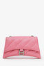 Balenciaga Pink Calfskin Quilted Small Crush Chain Shoulder Bag