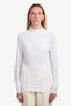 Sarah Pacini White Mesh Mock Neck Long Sleeve Top Size 3