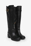 Salvatore Ferragamo Black Leather 'Robespierre' Knee High Riding Boots Size 35