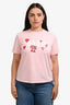 MSGM Pink Logo Heart Printed Short Sleeve T-Shirt Size L