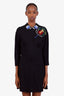 Miu Miu 2017 Black Beaded Flower Dress Size 42