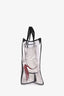 Valentino Garavani Black/Clear Leather and PVC 'Grande Plage' VLTN Logo Print Tote with Red Pouch