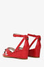 Balenciaga Red Leather Studded Wedges Size 37