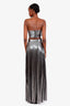 Retrofête Silver Metallic Crop Top and Maxi Skirt Set Size XXL
