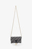 Christian Dior Navy Blue Oblique Jacquard Small Saddle Pouch On Chain with Insert
