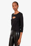 Pre-loved Chanel™ Black Cotton Long Sleeve with Gold Detail Top Estimated Size S