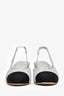 Pre-loved Chanel™ White Tweed Cap Toe Slingback Heels Size 38.5