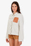 Loewe White Linen Denim Anagram Workwear Jacket Size 38