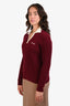 Miu Miu 2024 Burgundy Cashmere Ribbed Logo Collared Sweater Size 36