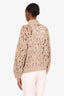 Brunello Cucinelli Brown Cotton Open Knit Monili Zip Up Sweater Size Medium