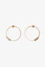 Christian Dior Gold Toned Crystal Logo Hoop Earrings