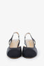 Pre-loved Chanel™ Black Leather Cap Toe CC Slingback Pumps Size 36