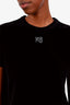 Alexander Wang Black Velour Crystal Embellished T-Shirt Size S