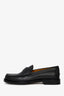Gucci Black Leather Logo Loafers Size 35.5