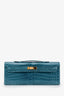 Hermès 2016 Blue Colvert Crocodile Niloticus 'Kelly Cut' Clutch