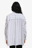 Brunello Cucinelli White/Blue Cotton Pinstripe Bead Button-Down Shirt Size XXS