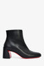 Christian Louboutin Black Leather Block Heel Ankle Boots Size 35