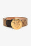 Gucci Beige Canvas Iconic GG Supreme Crest Buckle Belt Size 85