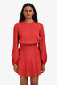 Maje Red Satin Long Sleeve Mini Dress Size 34