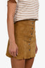Isabel Marant Étoile Brown Calf Velvet Leather Button-Up Mini Skirt Size 34