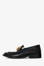 Pre-loved Chanel™ Black/White Brushed Leather CC Logo Loafers Size 38C